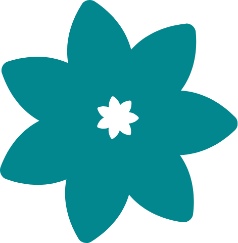 Grafik einer blauen Blume als Dekoelement