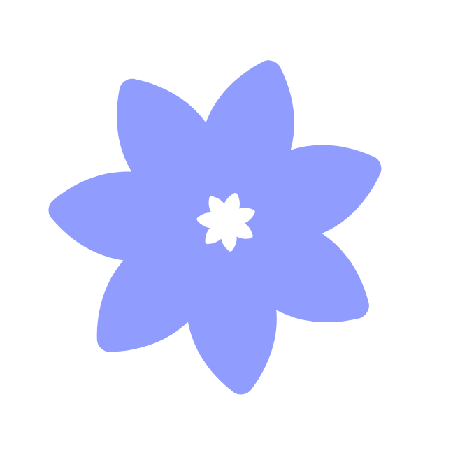 Grafik einer lila-blauen Blume als Dekoelement