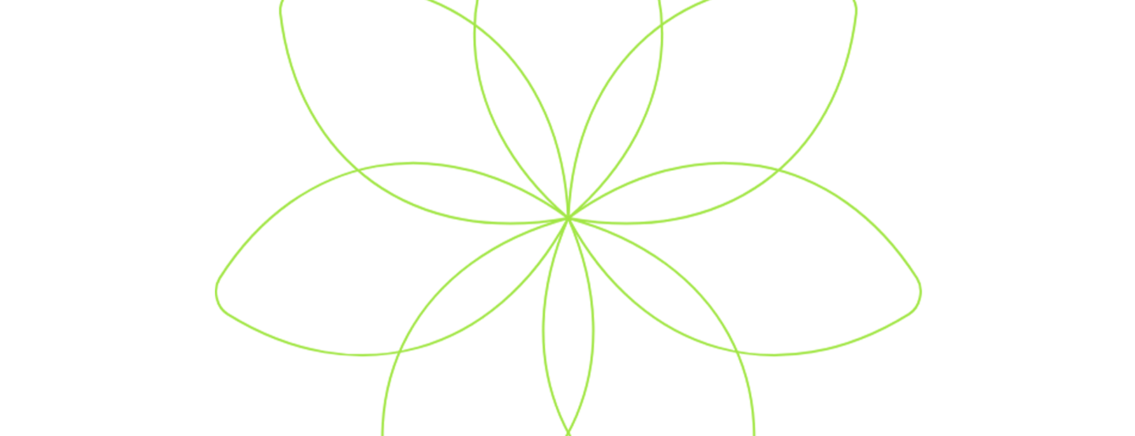 Grafik einer Blume mit grünen Outlines als Dekoelement