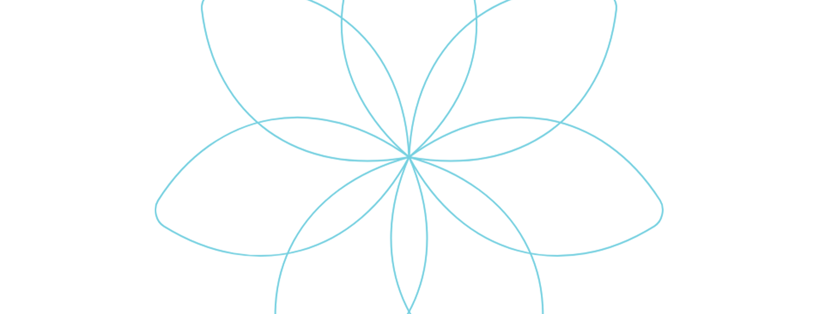 Grafik einer Blume mit hellblauen Outlines als Dekoelement